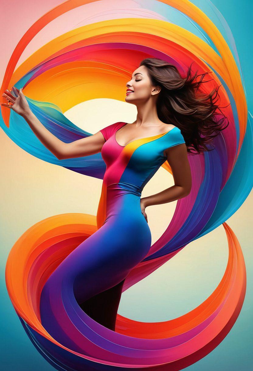 A visually striking image depicting a colorful, abstract representation of joy and excitement, blending sensuous elements like flowing curves and vibrant colors with suggestive silhouettes. Incorporate playful textures and subtle hints of adult themes, all while maintaining an artistic and tasteful approach. The background should be soft and inviting, enhancing the focal point of the image. super-realistic. vibrant colors. soft gradient background.